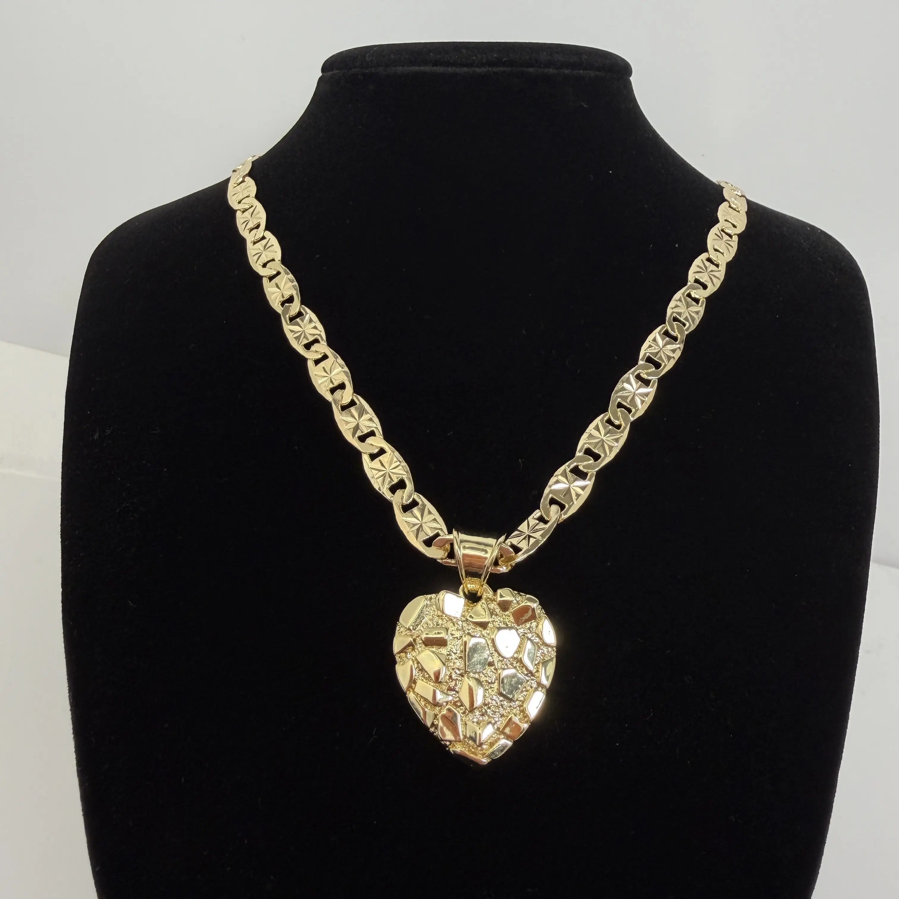 Nugget Heart 14k Gold Plated Necklace Women Gift For Her