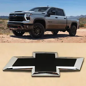 Chevrolet Grille Bowtie Emblem for 2020-2026 Silverado 2500HD 3500HD Chrome Gloss Black 1-Pack