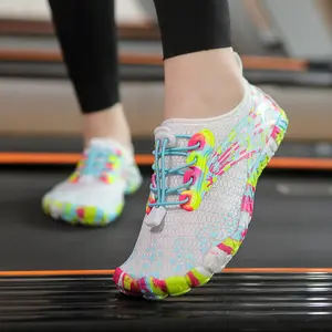 Breathable and durable women's water shoes - stylish stripes, all-season water socks, yoga and fitness non-slip rubber soles