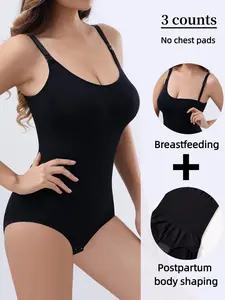 Maternity Solid Color Cami Bodysuit, Seamless Sculpting Bodysuit, Breathable Comfortable Wireless Nursing Bodysuit, Maternity Clothing for Postpartum Recovery