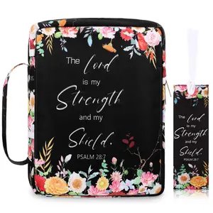 Christmas Gift Bible Case for Women Cute Bible Bag with Floral Patterns and Bible Verses Church Bible Case Bible Study Supplies Prayer Organiser Portable Bible Case for Study Bible, Religious Gifts for Christian, Girls, Mom