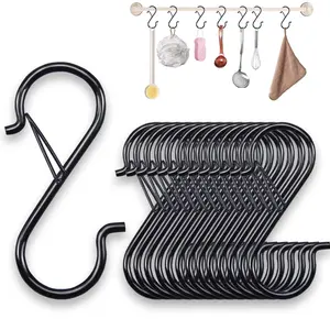 21pcs S-Type Hooks with Safety Lock, 3.54 Inch, Kitchen Pot Rack Hooks, for Hanging Utensils, Clothes, Plants, Towels, Wind Chimes, Wall Mount Hook