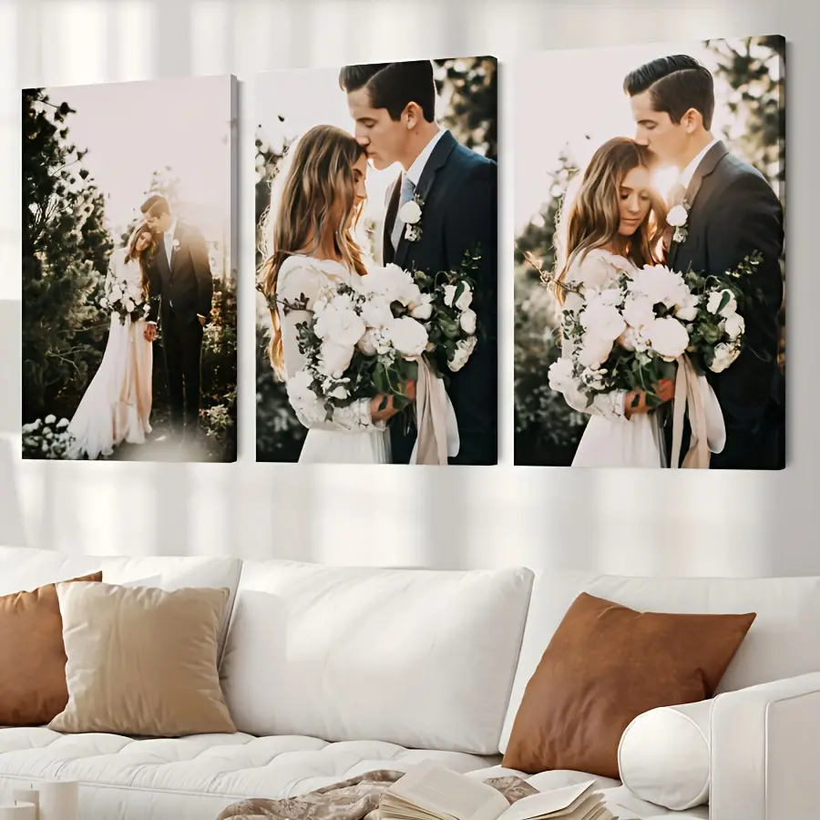 Artistic Custom Photo Framed Set - 3-Piece Vertical Memory Art Wall Decor, Ready-to-Hang Bedroom Accent, Ideal Father’s Day Gift