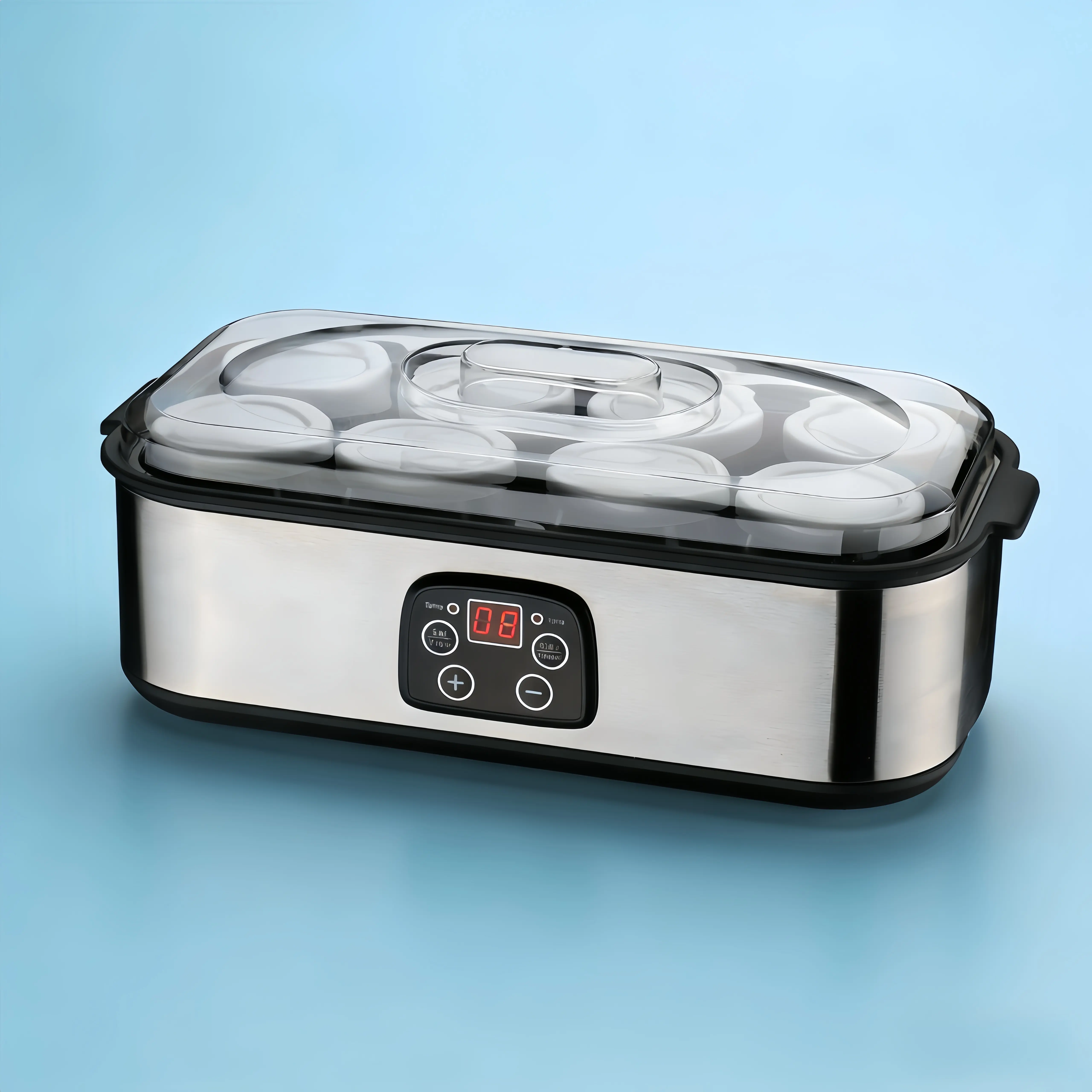 8-Cup BPA-Free Stainless Steel Kitchen Yogurt Maker with Lid, Custom Fermentation, Meal Prepping, Dishwasher-Safe Parts, Cleaning Brush, Mini Whisk & 5 Free Matching Gifts for Busy Families, Health Enthusiasts