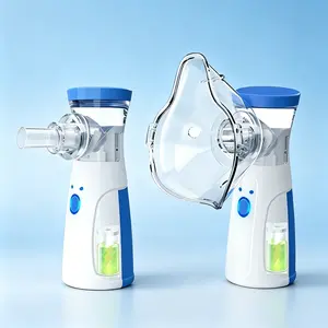 2 pcs Rechargeable Ultrasonic Handheld Mist Sprayer with Built-in 400mAh Battery, Includes Mask & Mouthpiece, Compact & Self-Cleaning, Ideal for Home & Travel Use（No need to install batteries.）