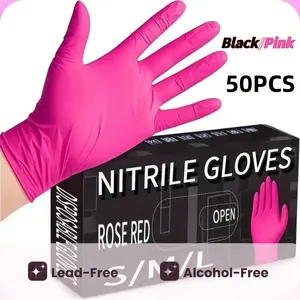 50pcs Disposable PVC Gloves, Multi-Functional Cleaning Gloves, Fashionable Kitchen User Gloves, One-Time Use