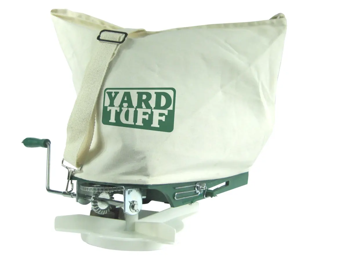 212 MAIN Heavy-Duty Handheld Shoulder Spreader Tool for Garden Use, 25lb Metal Lawn Tool with Flow Adjuster, Ergonomic Grip to Evenly Distribute Small Grains and Spread Fertilizer