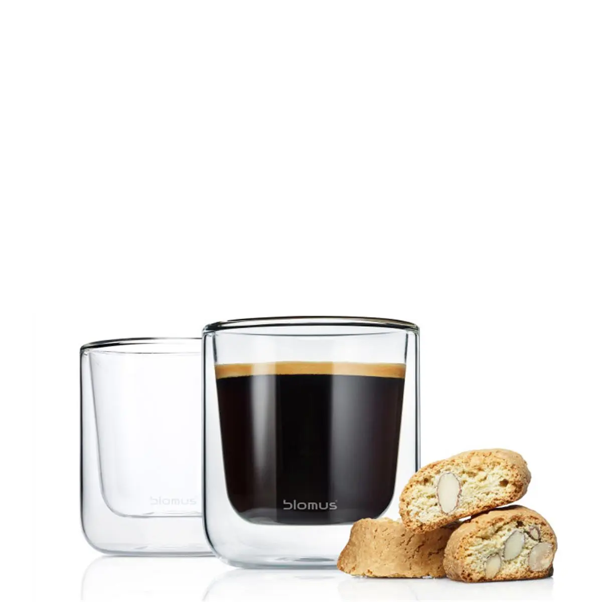 Blomus Insulated Coffee Tea Glasses - 2-Piece Set, Ideal for Hot Coffee Creations, Cold Desserts, 7.6in W x 7.6in L, Two Piece Set