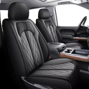 Pet-Friendly Waterproof Leather Seat Covers | Full Set for Chevy Silverado GMC Sierra 1500/2500HD/3500HD 2019-2026 | Non-Slip Leather Full Set Seat Protector