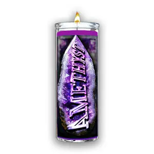 Amethyst Ritual Candle - Purple Crystal Design for Rituals or Decoration Real Amethyst Energy for Spiritual Practices
