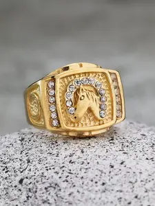 Rhinestone Decorated Horse Design Ring, Fashion Accessories for Both Men & Women for Party, Daily Clothing Decor, Trendy All-match & Exquisite Jewelry for Birthday Gift, Elegant Rhinestone Ring