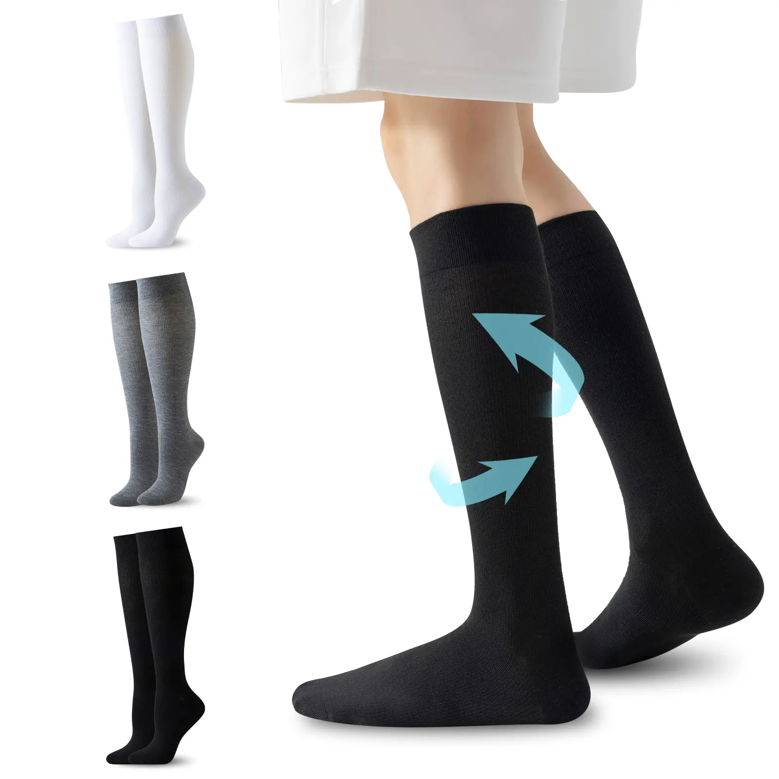 3 pairs of lightweight compression socks, unisex - improve blood circulation, reduce swelling and risk of varicose veins, comfortable all day, non slip and breathable, suitable for work, travel and long-term standing, 15-20 mmHg
