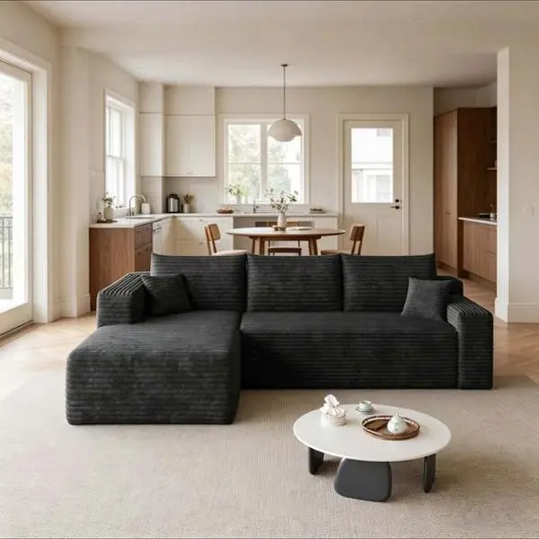 95" L Shape Couch Comfy Sectional Boneless Sofa with Left Chaise for Living Room
