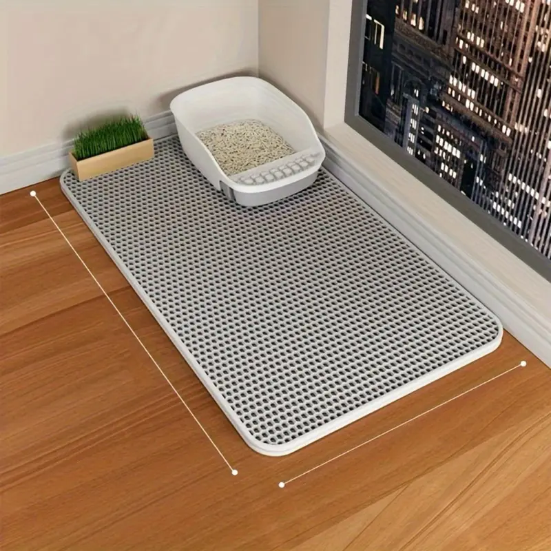 Cat Litter Mat, Extra Large&Long Double Layer Cat Litter Box Mat, EVA Non-Slip, Waterproof Urine Proof Litter Trapping Mat, Easy Clean Scatter Control