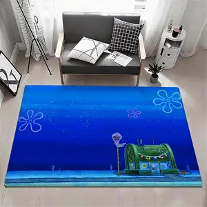 Cartoon SpongeBob SquarePants Floor Mat Eco Flannel Doormat Non-Slip Odorless Soft Fluffy Short Plush Indoor Floor Cartoon Pattern Rug Home Decor Aesthetic Bedroom Living Room Kitchen Mat 6 Sizes Available 40x60 50x80 60x90 80x120 100x160 120x160cm