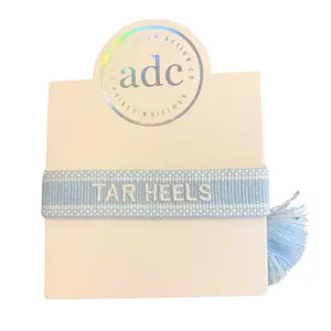 UNC Game Day Bracelet, Tar Heels Embroidered, Adjustable & Washable