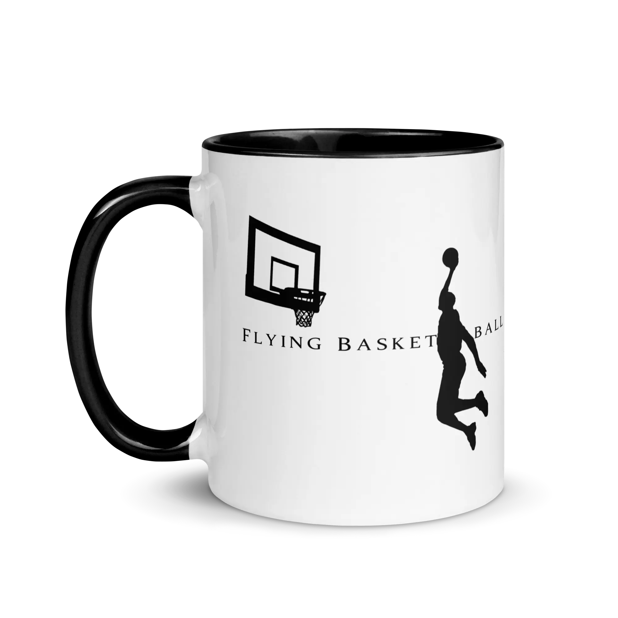 Ceramic Coffee Mug - Basketball Flying Black Coffee Mug - Coffee Cup - Basketball Mugs - Jordan Mug - Basketball Flight Dunk Mug with Color Inside
