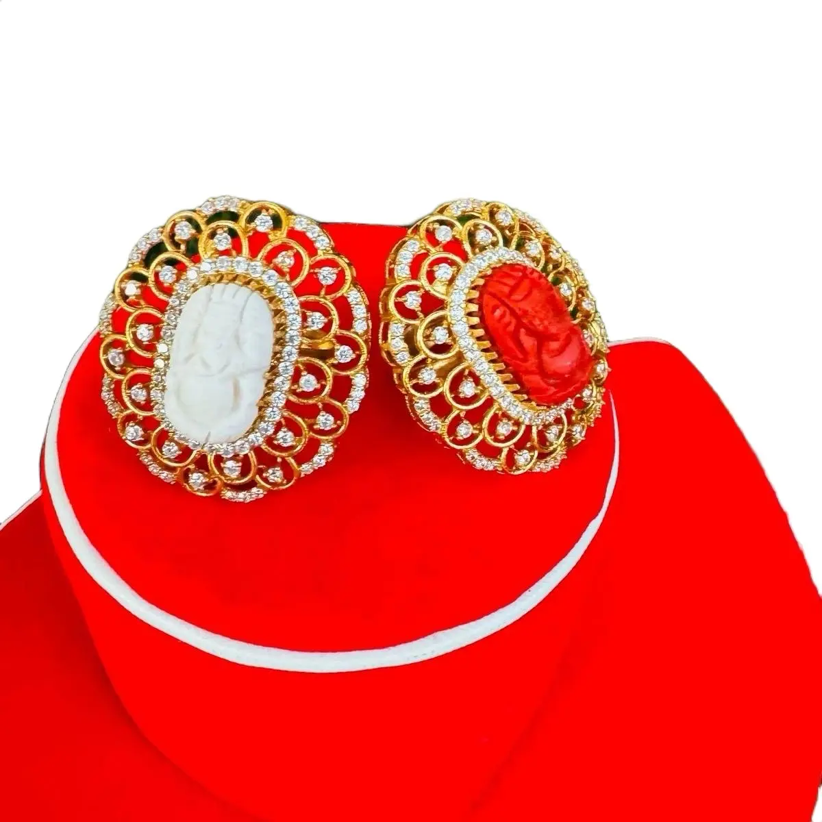 Women's Elegant Fashion Rings - Pure Panchadhatu Ganesh Muga Artisan Ring with Ganesh Motif, Metal Coating, Traditional Indian Jewelry, Fine Craftsmanship, Adjustable Size