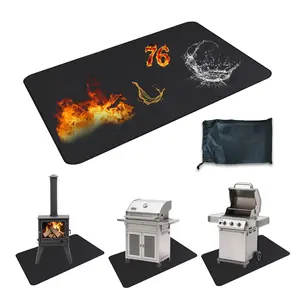 Garvee Double-Sided Fireproof Grill Mat and Under Grill Deck Protector - Waterproof, Oil-Proof, Durable Pads for Outdoor BBQs, Patios, Indoor Fireplaces, Available in 76" x 48" and 65" x 48" Sizes
