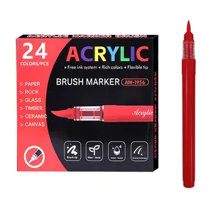24 Colors Non-Toxic Acrylic Paint Markers Set, Flexible Brush Tip for Painting, Journaling and Creative Gifting, Art Pen