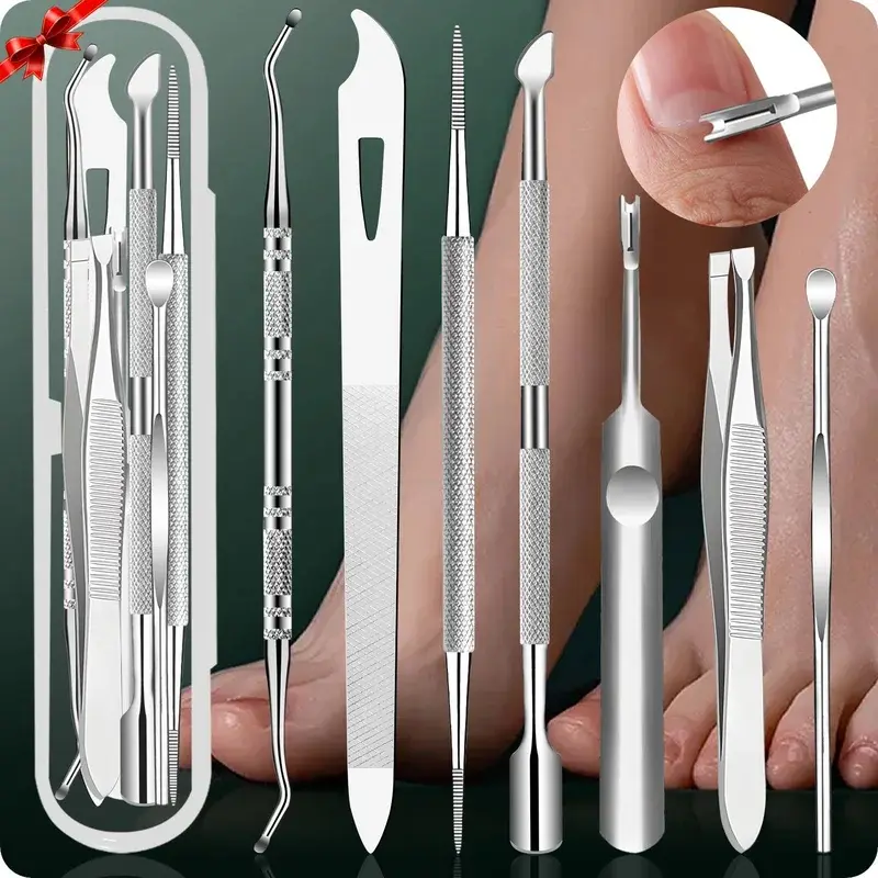7pcs Stainless Steel Cuticle Remover Kit,Premium Ingrown Toenail Removal Tool Kit, Best Gift, Salon Home Manicure, Pedicure Tools, Manicure Nail Kits, Nail Cuticle Pusher, Manicure Pedicure Set