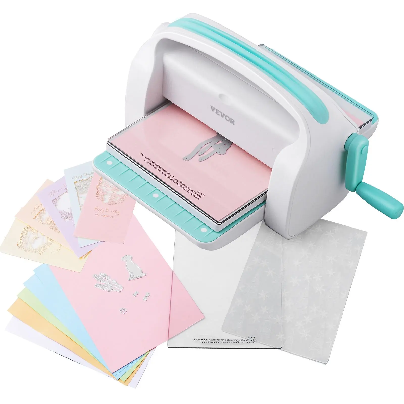 【summerfinds】VEVOR Manual Die Cutting & Embossing Machine, Portable Cut Machines, 9 inch Opening Scrapbooking Machine Full Kit Included, For Arts & Crafts, Scrapbooking, Card Making and Crafting, White