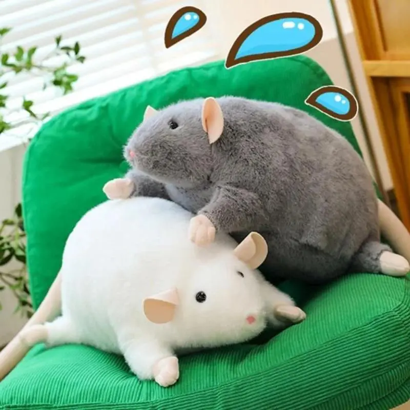 40/55/90cm Animal Simulation Stuffed Animal Grey Brown Mouse Rat Plush Toy Mouse Doll Cartoon Plush Flower Branch Rat Doll Soft