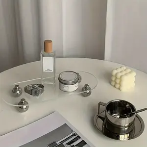 Acrylic Makeup Table Tray, Cosmetic Jewelry Perfume Bottle Storage Dish, Cosmetics Organizer Storage, Polished Oval Desktop Organizer for Living Room Bathroom Jewellery Holder, Dressing Table Storage