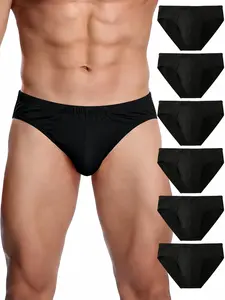 6-Pack Men's Fashion Underwear, Loose-Fit Breathable Polyester Blend Fabric, Stylish Print Seamless Briefs, Available in Plus Size, All-Season Comfort