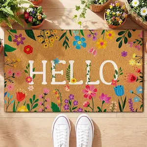 Spring Doormat Outdoor Spring Welcome Door Mat Hello Floor Mat Non Slip Heavy Duty for Indoor Outdoor Entrance Door Porch Front Decor