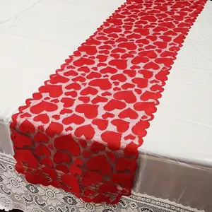 Valentine's Day Heart Table Runner, Lace Heart Tablecloth, Home Dining Table Decor, Romantic Valentine's Gift, Elegant Table Setting