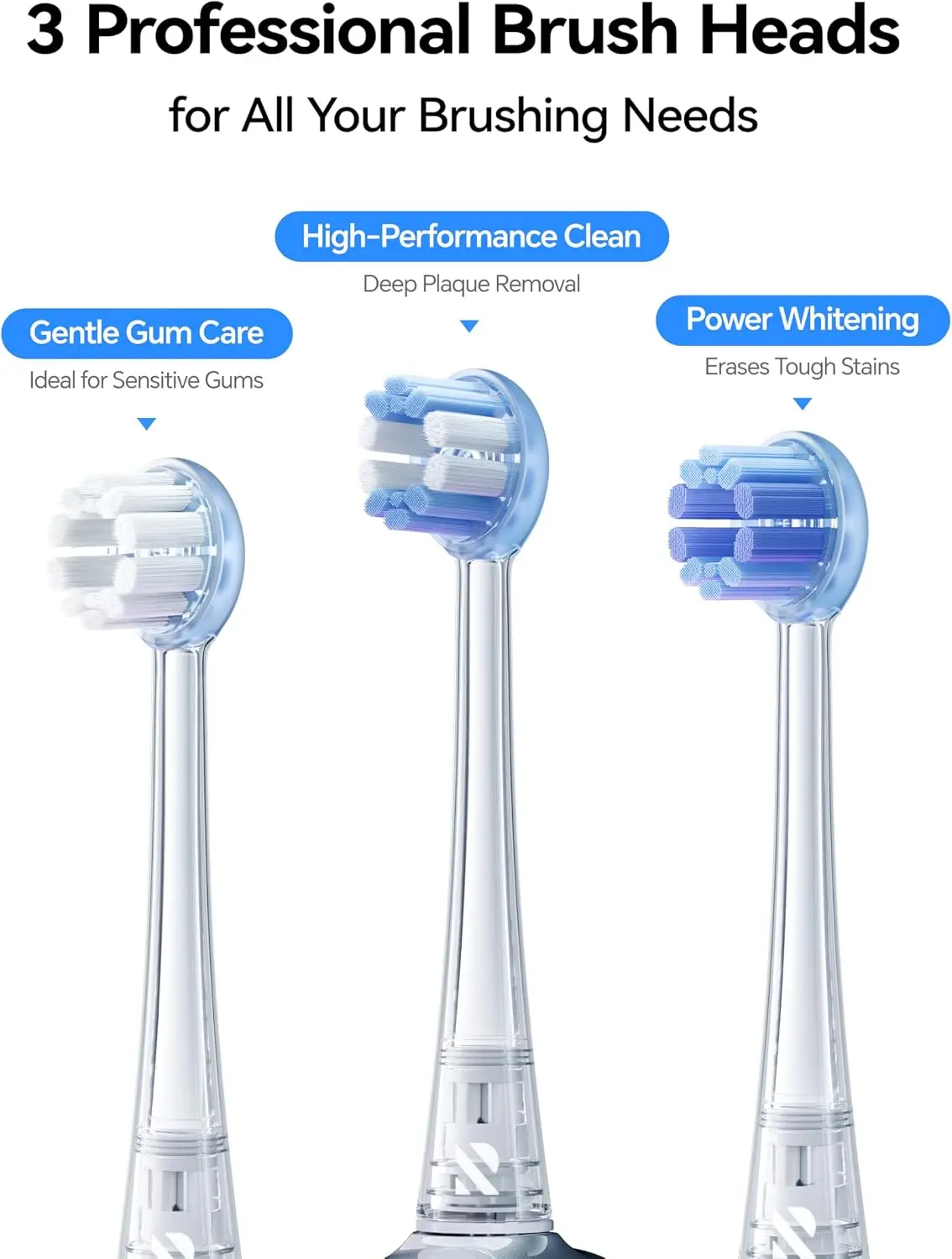 RANVOO Original 3-Packs Soft AirJet X5 Replacement Brush Heads for AirJet X3/X5 - Upgraded Jet Clean, Gentle Gum Care, Whitening, Daily Anti-Cavity, Enamel & Orthodontic Oral Care, Airjet X5 Heads｜3-Packs｜Gentle Gum Care
