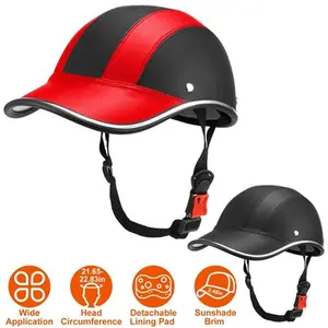 Leather Cycling Helmet Sunshade Adjustable Windproof Hat for Outdoor Riding-3110