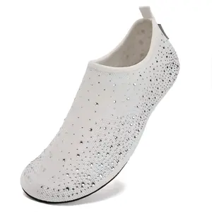 Womens Barefoot Water Shoes Travel House Slippers for Indoor and Outdoor Aqua Socks Greenish Slip-on Design with TPR Soles for Beach Swim Surf Yoga Dancing Camping - Footwear, Girl
