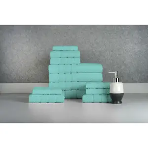 Bibb Home 12 Piece Egyptian Cotton Towel Set Washcloths
