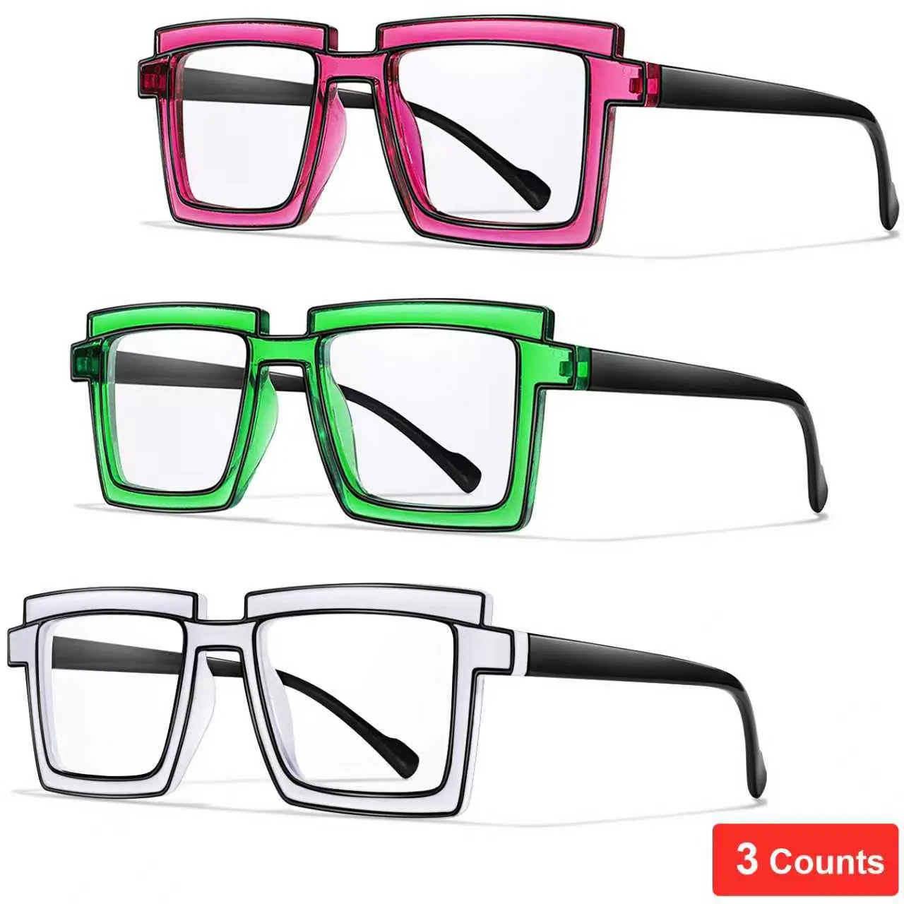 3 PCS Fashion Unisex Reading Glasses, 2D Animation Framed Reader, Lightweight and Stylish, Trending Eyeglasses, Lightweight Durable Glasses, Reading Eyewear