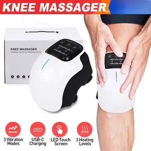 Heated Knee Massager, Electric Knee Massage Machine, Knee Pain Tool, Smart Three-In-One Function, LED Screen, Wireless Design, Adjustable Shoulder Strap