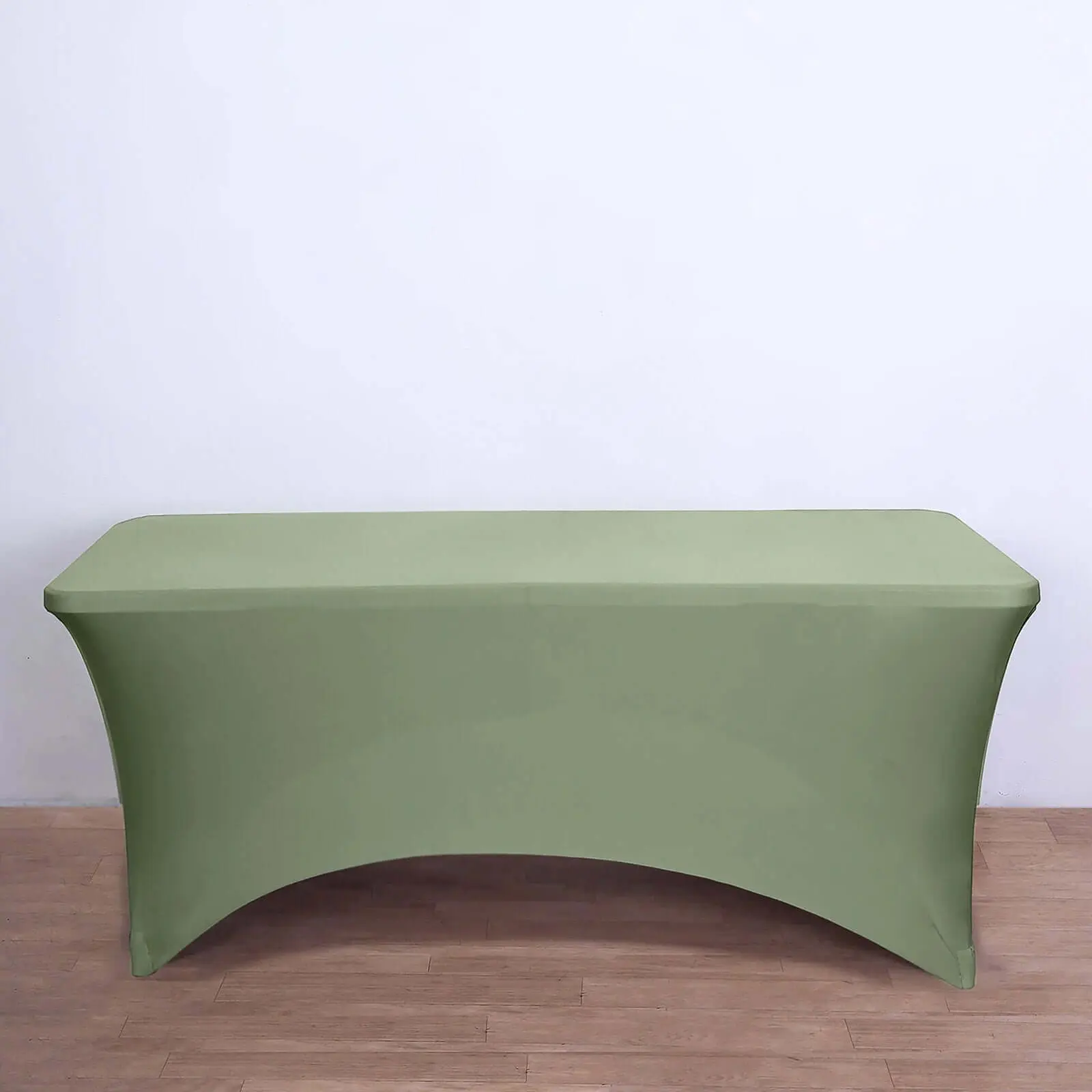 6ft Size Stretch Spandex Rectangle Tablecloth, Dusty Sage Green Wrinkle-Free Fitted Table Cover for Christmas, Birthday, Wedding, Prom
