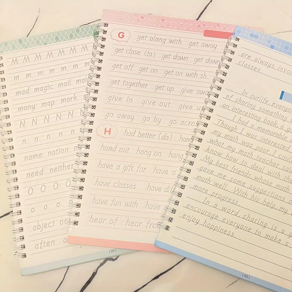3 Pack English Handwriting Practice Books with Writing Tools, Reusable Calligraphy Letters for Children and Adults, Self-Learning English Writing Aid, Office School Classroom Supplies, Learning Materials, Teaching Supplies, Student Essentials