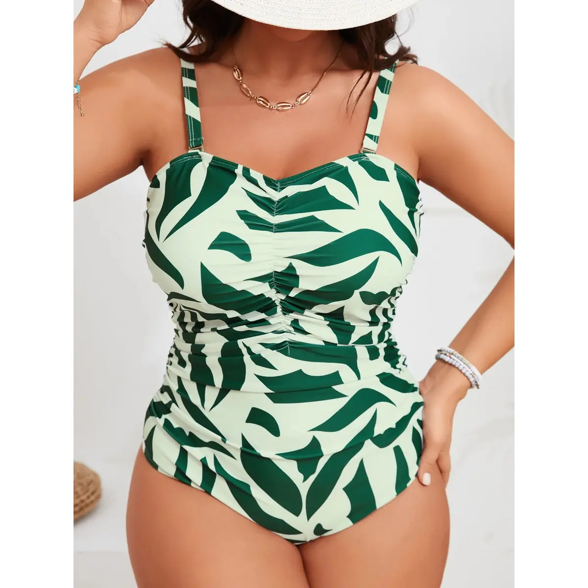 2026 Large Plus Big Size One Piece Swimsuit Women Printed Strappy Swimwear Female Bathers Bathing Swimming Swim Suit 0XL-5XL