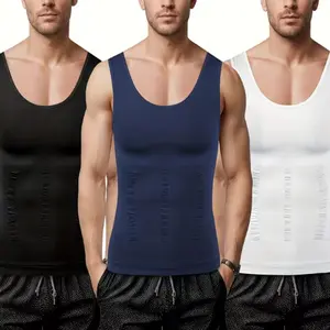Men's shaping vest, made of breathable nylon blend fabric, high elasticity, pleats, slim fit, easy to put on and take off design Shapewear Menswear