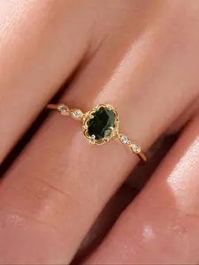 Oval Shaped Green Gemstone Ring, 925 Sterling Silver Synthetic Gemstone Ring, Fashion Jewelry for Women, Elegant Fashion Rings, Jewelry for Birthday Gift, Beautiful Rings, Everyday Ring