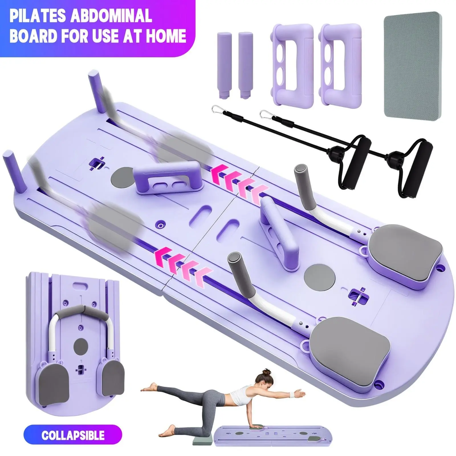 8 in 1 Multi-Functional ABS Yoga Pilates Board,Foldable Portable Design,Heavy Duty PP Material,350LBS Load Bearing,24 Anti Slip Feet,Apartment Home Core Strength Training Equipment For Men And Women Full Body Shaping