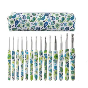 Crochet Hook Set with Storage Bag, 14pcs/set Crochet Starter Set, Ergonomic Crochet Needles Tools, Knitting & Craft Supplies for Beginners, Crochet Kit