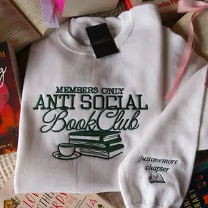 Members Only Anti Social Book Club embroidered crewneck