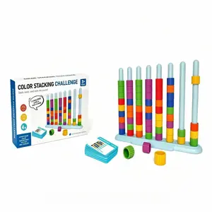Montessori Color Sorting & Stacking Toy for Toddlers 3-5, Rainbow Matching Puzzle Game with Challenge Cards, Fine Motor Skills Sensory Learning Activity, Preschool Educational Gift for Home Classroom Travel