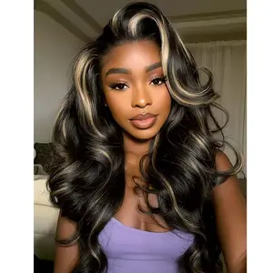 Body Wave P1B/27 Highlight Blonde Lace Front Wigs Human Hair Honey Blonde Colored 13X4 Lace Frontal Human Hair Wigs Preplucked 180% Density