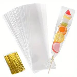Transparent Long Candy Bags, Glass Paper Cookie Lollipop Plastic Bags, Food Gift Packaging, Wedding Birthday Decoration Supplies, Gift Wrapping Supplies, Party Packs