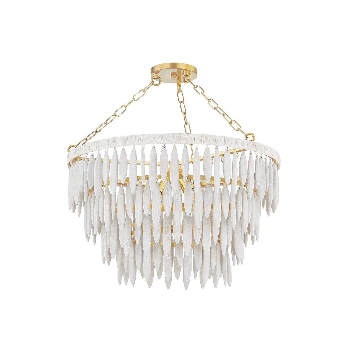 Tiffany Four Light Chandelier Aged Brass/Textured Cream