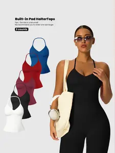 5-Pack Women's Sleeveless Sporty Vest, Comfortable Slim-Fit Workout Top, Ideal for Running Yoga Daily Wear, All-Season Active Apparel